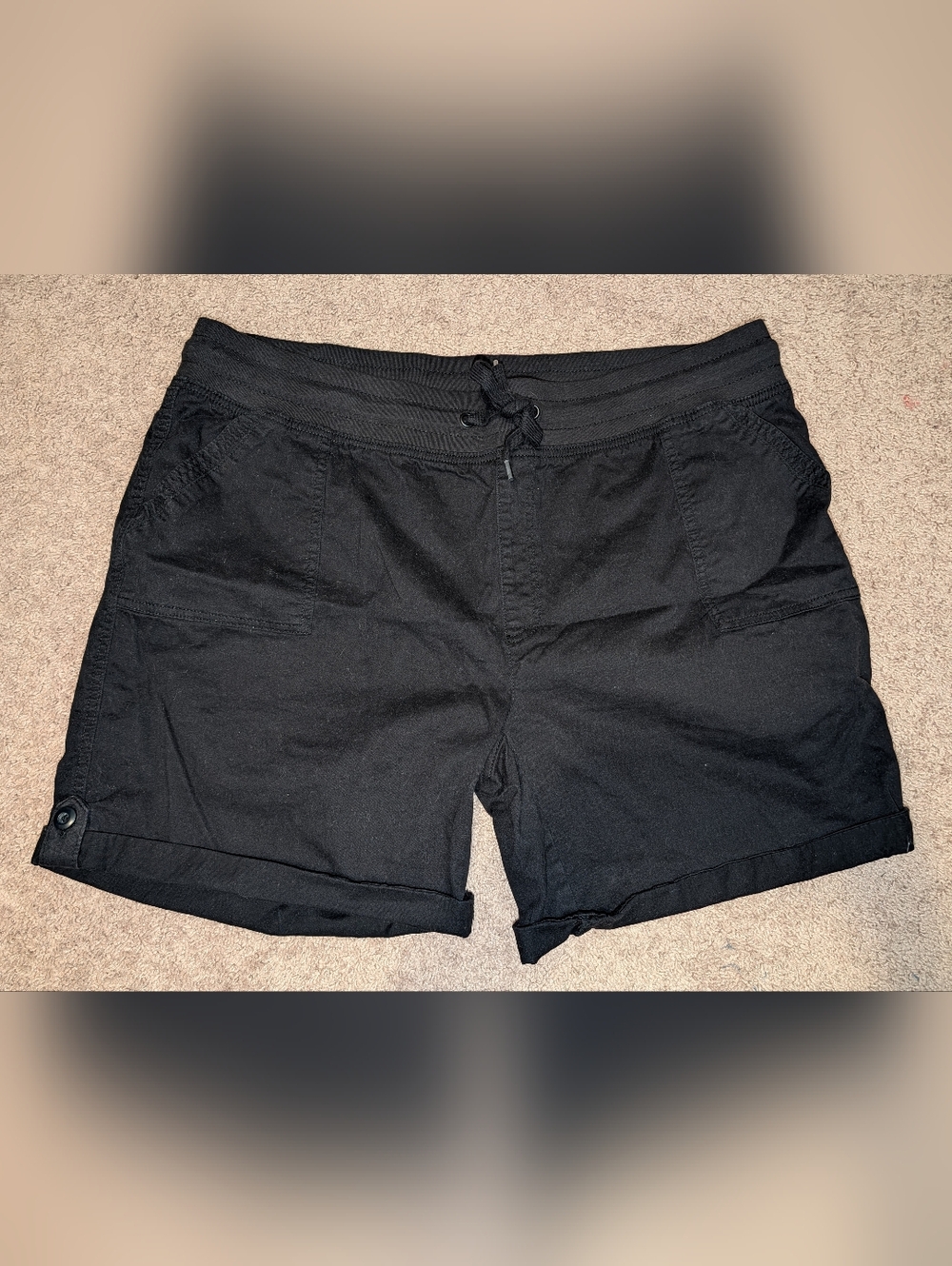 Warehouse One Black Khaki Drawstring Shorts